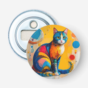 Farbige abstrakte Katzenkunst Flaschenöffner