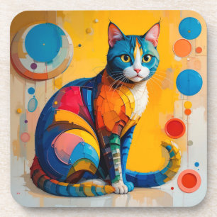 Farbige abstrakte Katzenkunst Getränkeuntersetzer