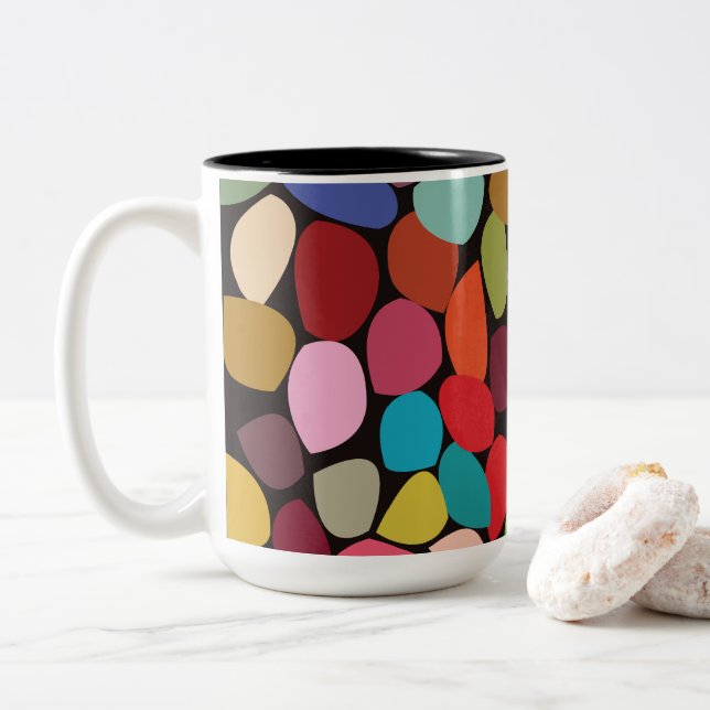 Farbige Abstrakte Kreise Zweifarbige Tasse (Mit Donut)