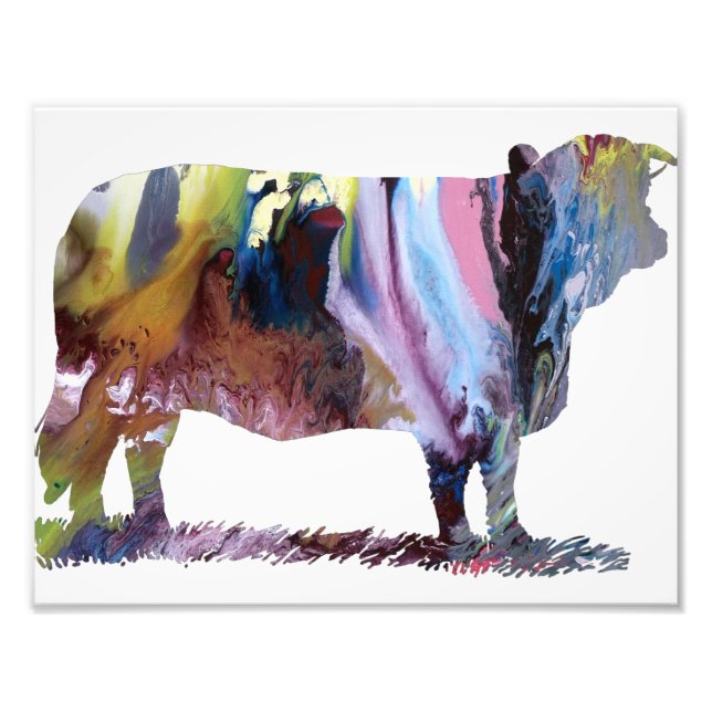 Farbige abstrakte Kuh-Silhouette Fotodruck (Vorne)