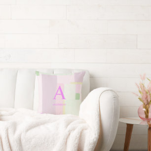 Farbige abstrakte Kunst   Monogramm personalisiert Kissen