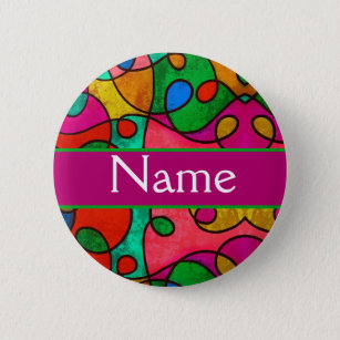 Farbige Abstrakte Kunst Personalisierter Name Button