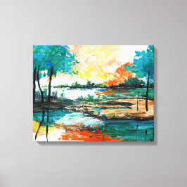 Farbige Abstrakte Landschaft gesteppte Canvas Prin Leinwanddruck