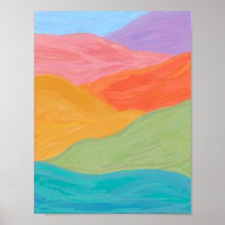 Farbige abstrakte Landschaftswandkunst Rosa Orange Poster