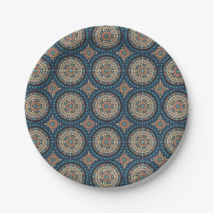 Farbige abstrakte Mandala-Muster Pappteller