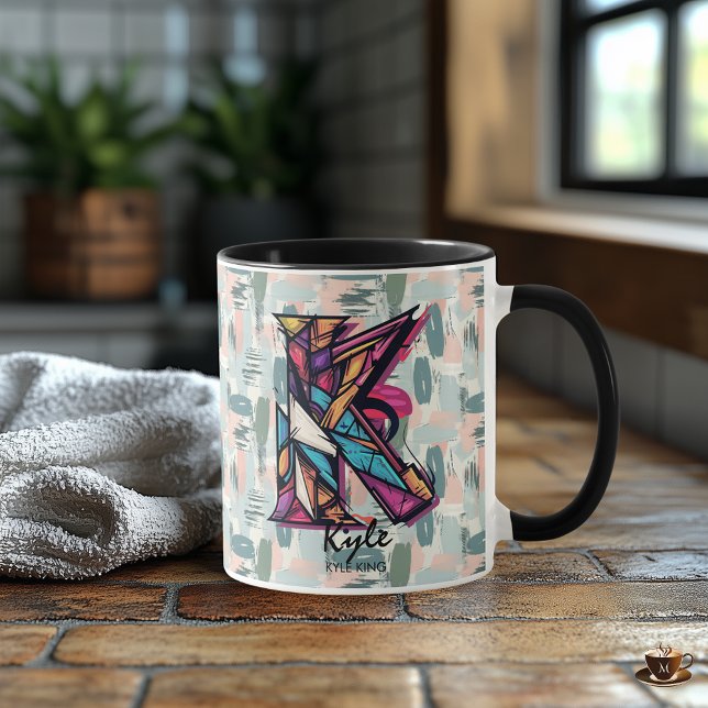 Farbige Abstrakte Monogramm-Tasse - K für Kyle Tasse (Von Creator hochgeladen)