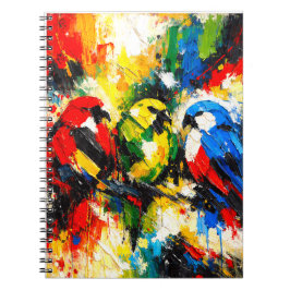 Farbige abstrakte Papageien tropische Vögel Kunst Notizblock