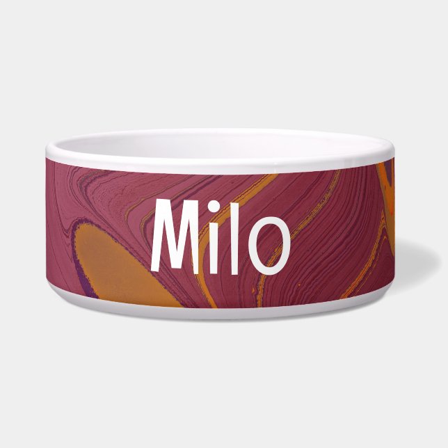 Farbige Abstrakte Pet Bowl mit MILO Text Napf (Vorderseite)