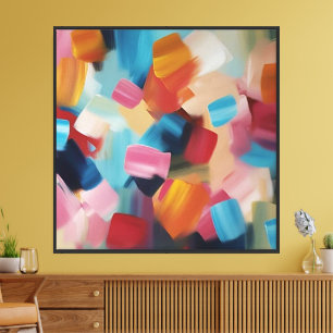 Farbige abstrakte Pinselstrich-Kunst Leinwanddruck