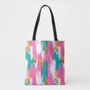 Farbige Abstrakte Pinselstriche - Minze & Rosa (3) Tasche