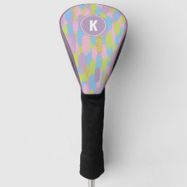 Farbige Abstrakte Pinselstriche Muster Monogramm Golf Headcover