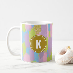 Farbige Abstrakte Pinselstriche Muster Monogramm Kaffeetasse