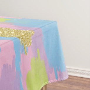 Farbige Abstrakte Pinselstriche Muster Monogramm Tischdecke