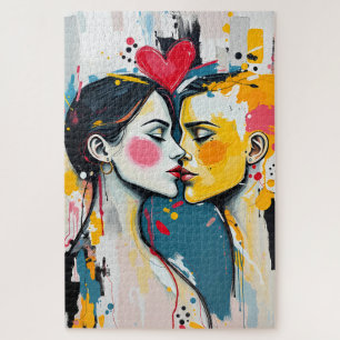 Farbige abstrakte Pop-Art-Kusspaare