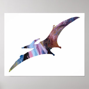 Farbige abstrakte PterodactylSilhouette Poster