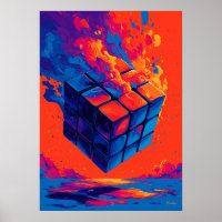 Farbige abstrakte Puzzle-Würfel-Wandkunst