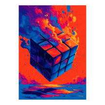 Farbige abstrakte Puzzle-Würfel-Wandkunst