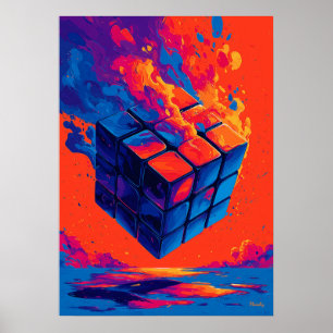 Farbige abstrakte Puzzle-Würfel-Wandkunst Poster