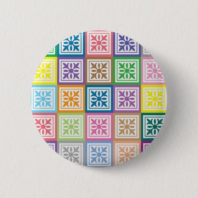 Farbige abstrakte Quadrate Button (Vorderseite)