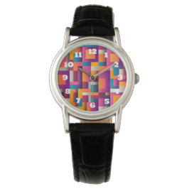 Farbige Abstrakte Quadrate und Formen Armbanduhr