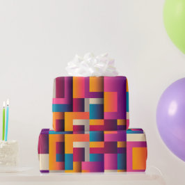 Farbige Abstrakte Quadrate und Formen Geschenkpapier
