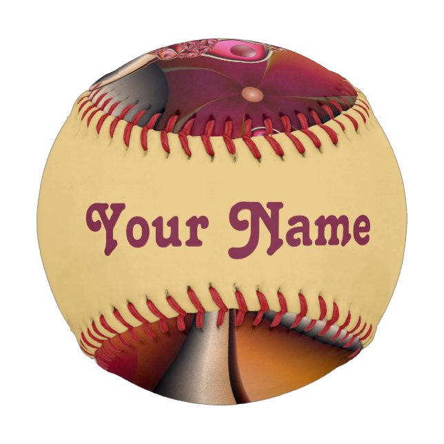 Farbige Abstrakte Red Orange Fantasy Fraktal Name Baseball (Vorderseite)