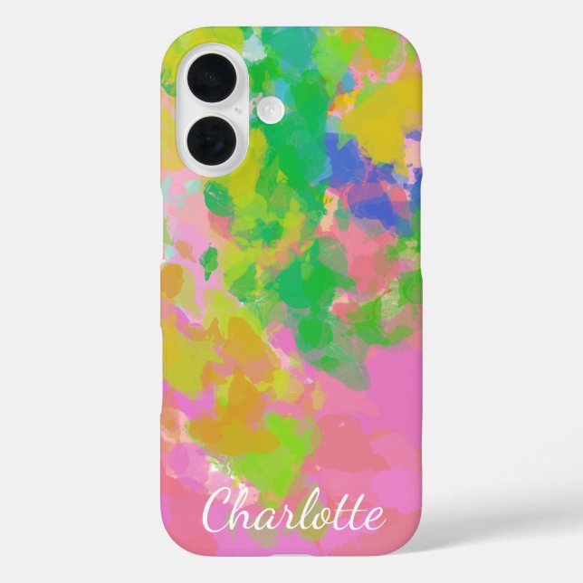 Farbige Abstrakte Regenbogenmalerei Personalisiert iPhone 16 Hülle (Rückseite)