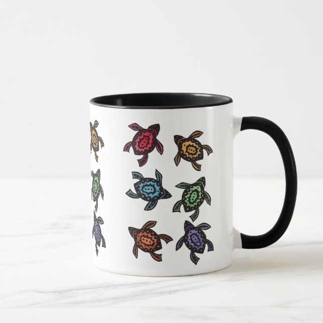 Farbige Abstrakte Schildkröten Kaffee Tasse (Rechts)