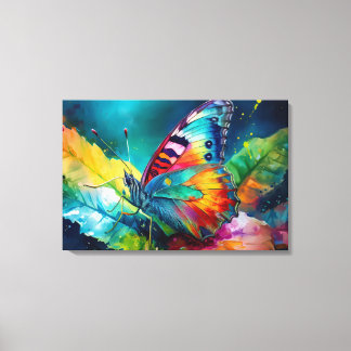 Farbige abstrakte Schmetterlings-Aquarell-Kunst Leinwanddruck