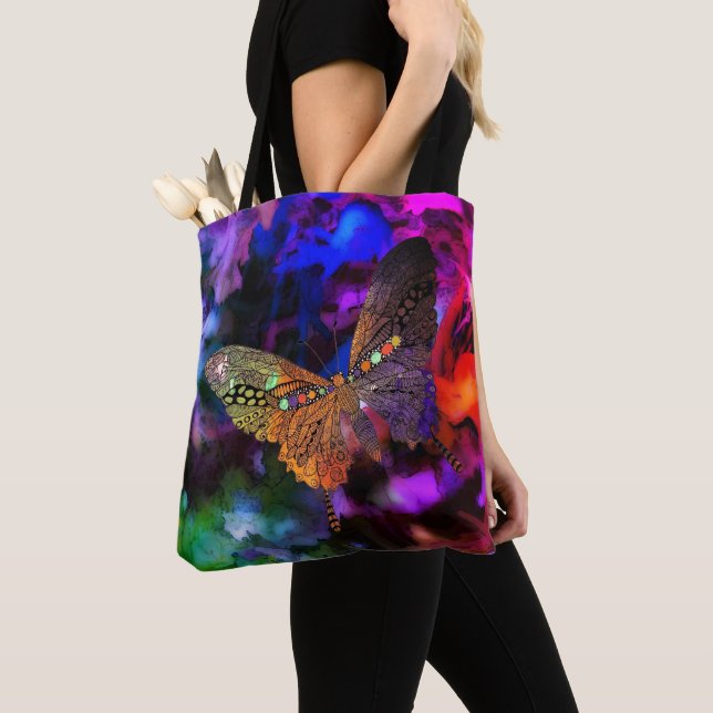 Farbige Abstrakte Schmetterlingstasche Tasche (Von Nahem)
