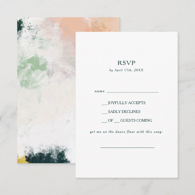 Farbige Abstrakte Song-Request-RSVP-Karte RSVP Karte (Vorne/Hinten)
