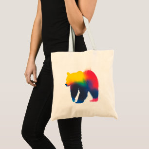 Farbige Abstrakte Spray Paint Bear Silhouette Tragetasche