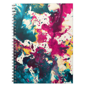 Farbige Abstrakte Spritzer Paint Aquamarin und Mag Notizblock