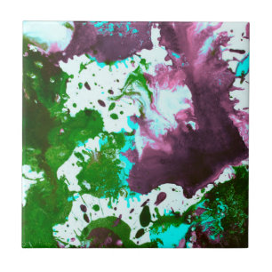 Farbige Abstrakte Spritzer Paint Green und Lila Fliese