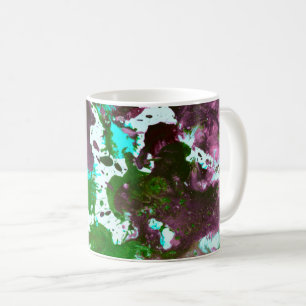 Farbige Abstrakte Spritzer Paint Green und Lila Kaffeetasse