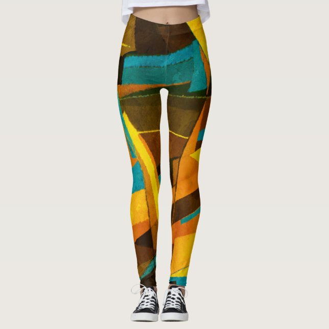 Farbige Abstrakte Streifen: Farbige Textur Leggings (Vorderseite)