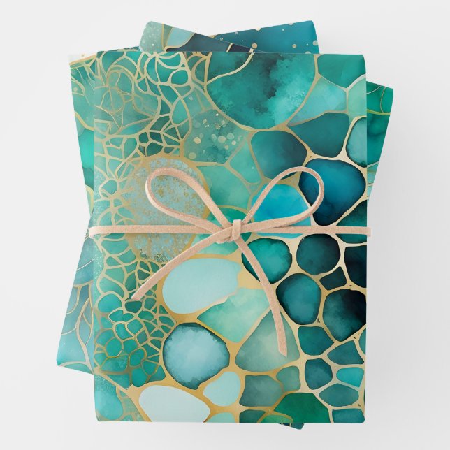 Farbige Abstrakte Tinte Art Wrapping Paper Sheets Geschenkpapier Set (Beispiel)