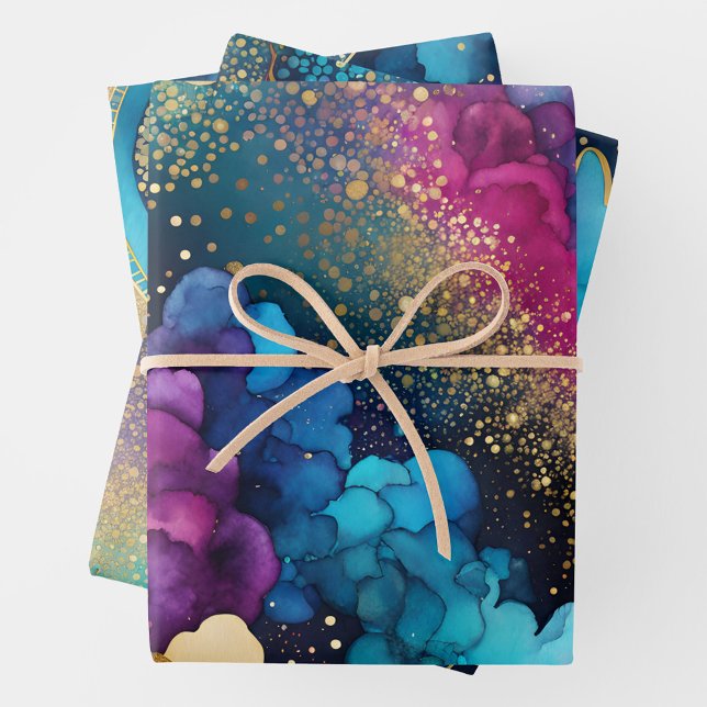Farbige Abstrakte Tinte Art Wrapping Paper Sheets Geschenkpapier Set (Von Creator hochgeladen)