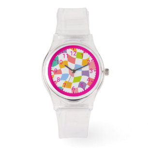 Farbige abstrakte transparente Frauen & Teenager Armbanduhr