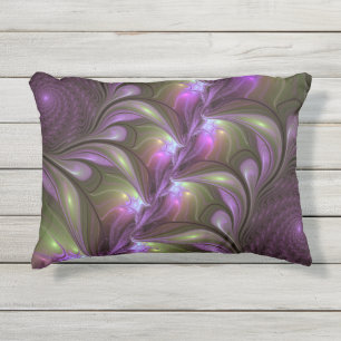 Farbige abstrakte violette lila Khaki-Fraktalkunst Kissen Für Draußen