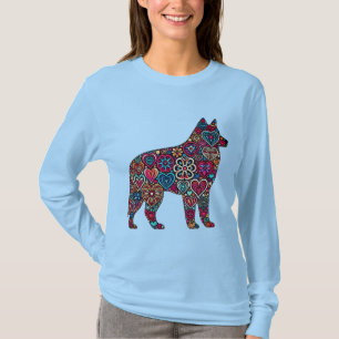 Farbige abstrakte Wolfssilhouette gefüllt mit Herz T-Shirt