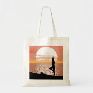 Farbige Abstrakte Yoga-Pose mit heller Sonne Tragetasche