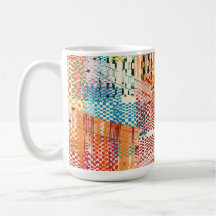 Farbige abstrakte Zeitungskollage-Kaffeetasse