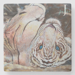 Farbige Acryl-Tiger-Monogramm Steinuntersetzer