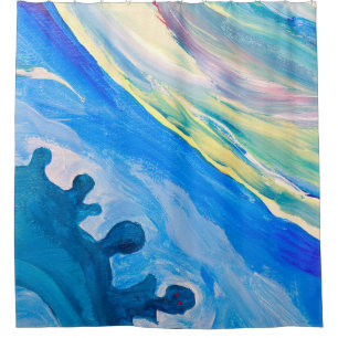 Farbige Acrylmalerei, texturierter Hintergrund. Duschvorhang