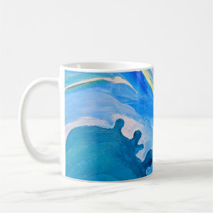 Farbige Acrylmalerei, texturierter Hintergrund. Kaffeetasse