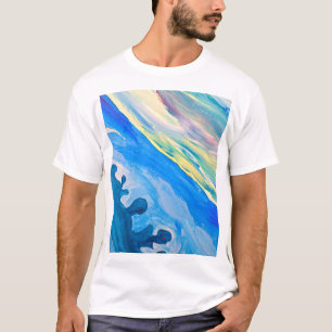 Farbige Acrylmalerei, texturierter Hintergrund. T-Shirt