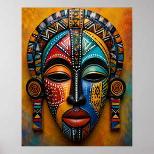 FARBIGE AFRIKANISCH INSPIRIERT MASKENKUNST POSTER