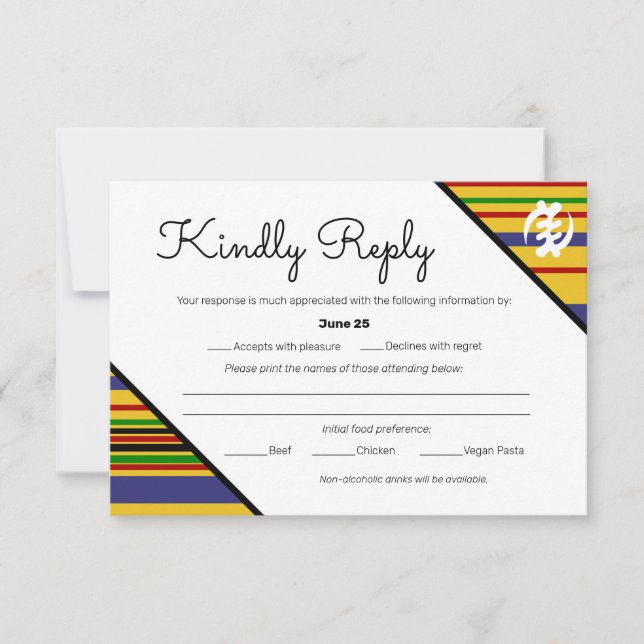 Farbige afrikanische AK01 Kente Streifen RSVP-Kart RSVP Karte (Vorderseite)