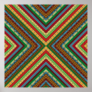 Farbige afrikanische geometrische Motive und Symbo Poster
